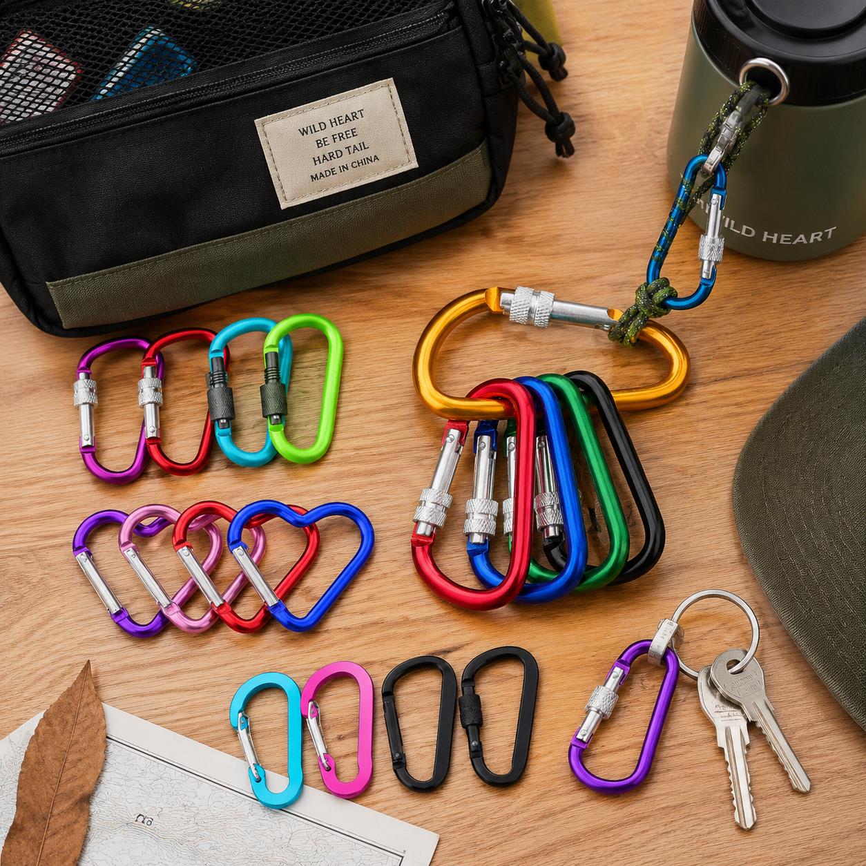 Carabiner Locking D - Confezione da 6 moschettoni – a